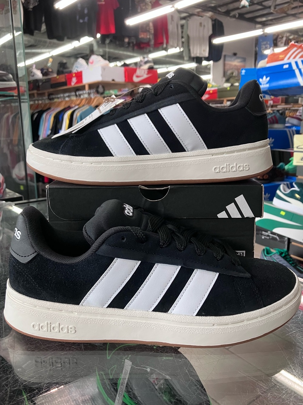 Adidas Grand Court Alpha Core Black Cloud White Gum Size 8